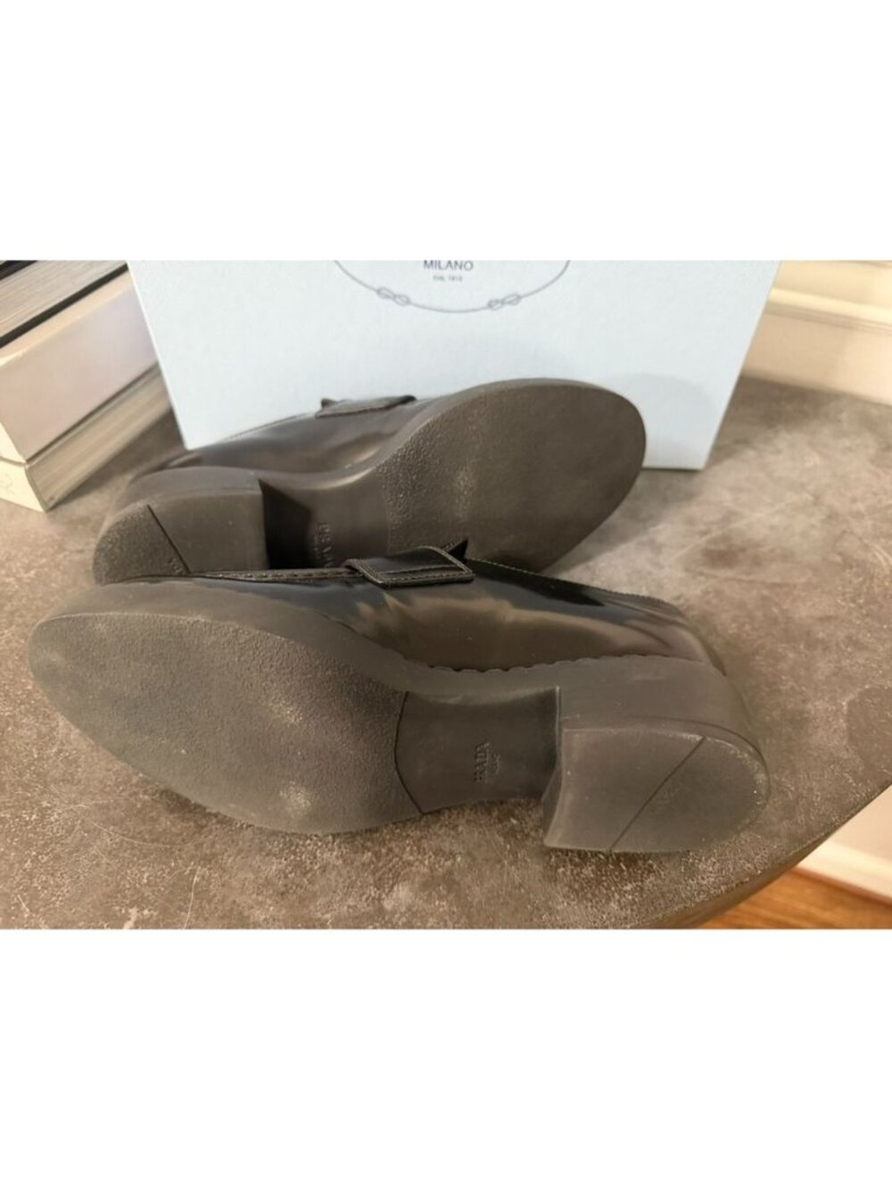 PRADA Chocolate brushed leather loafers Black Size 37 7 - Picture 8 of 9